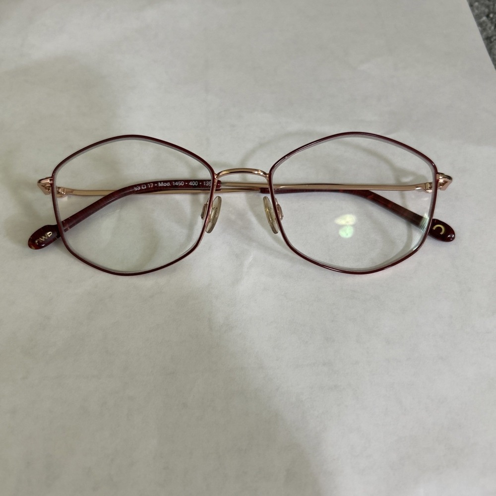 OWP‎ Brillen Mod. Vtg Women's Glasses Gold Burgundy 53-17-135 Made Germany READ
